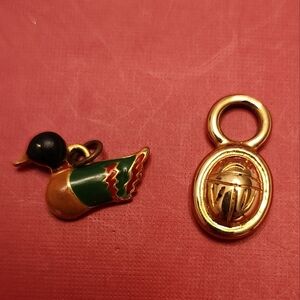 DOTTY SMITH Vintage Duck Pendant + Gold Scarab Charm – 2-Piece Set